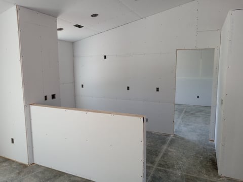 Drywall job in progress